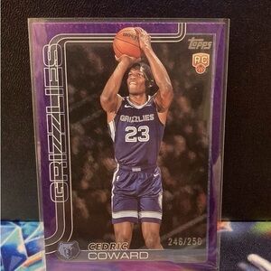 2025-26 Topps Cedric Coward Purple Glitter Foil RC Rookie /250 Memphis Grizzlies